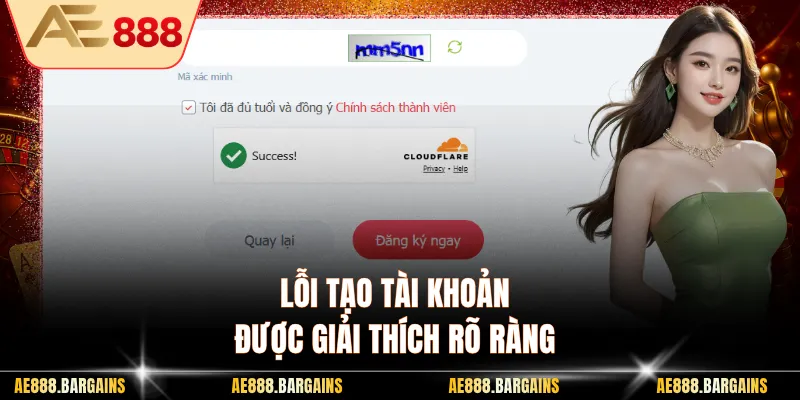 Lỗi tạo tài khoản được giải thích rõ ràng