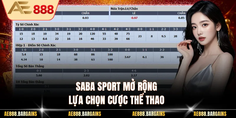 Saba sport mở rộng lựa chọn cược thể thao